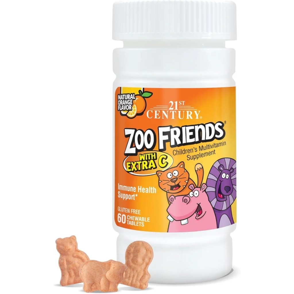 قرص جویدنی طعم دار مولتی ویتامین کودک Zoo Friends Chewable Multivitamin قرن 21 (60 عددی)