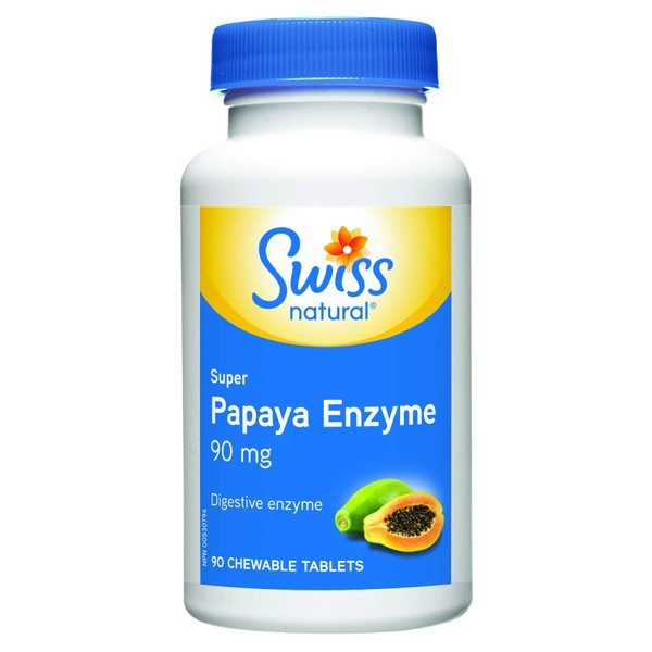 قرص جویدنی مکمل آنزیم پاپایا Swiss Natural Papaya Enzyme 90mg (90 عددی)