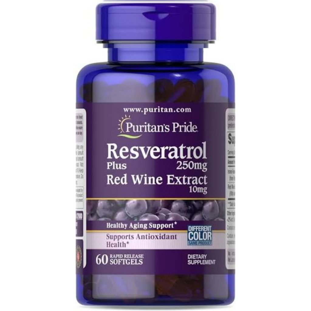 کپسول سلامت قلب و عروق رسوراترول Puritan Pride Resveratrol 250mg پوریتان پراید (60 عددی)