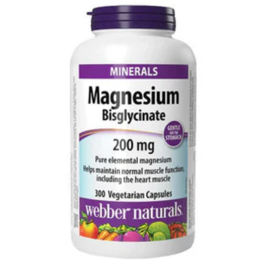 کپسول منیزیم بیس گلیسینات Webber Naturals Magnesium Bisglycinate 200mg وبر نچرالز (300 عددی)